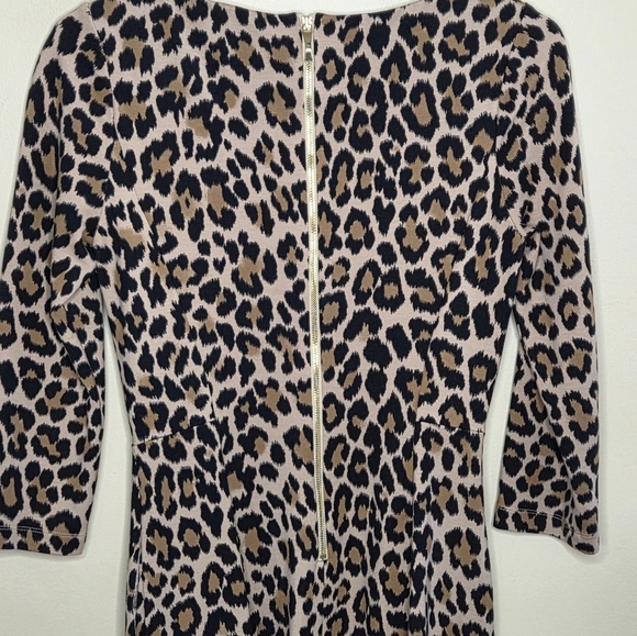 Kate Spade | Run Wild Fit & Flare Ponte Leopard Print Dress 3/4 Sleeves Size 2 - Picture 5 of 6